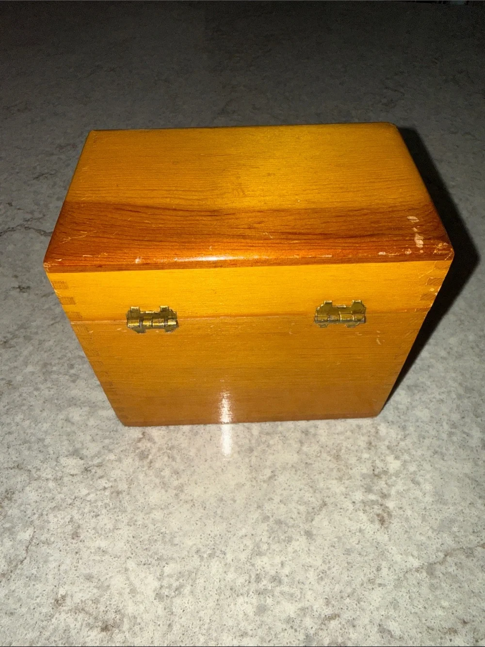 Vintage Wooden Recipe Box with Dovetail Joints Warm Honey Finish